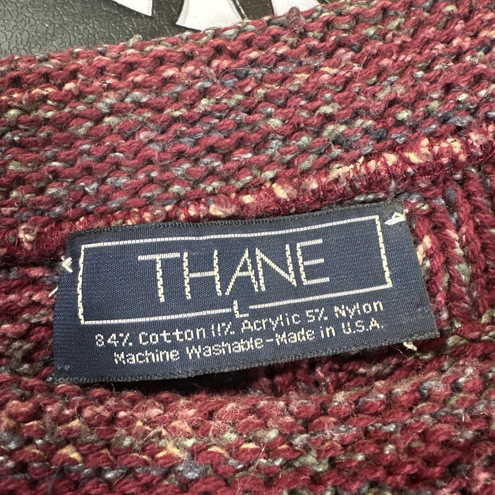 Vintage 90s Thane Sweater Mens L Marled Knit Textured Crewneck USA Grandpa Core - Picture 4 of 5